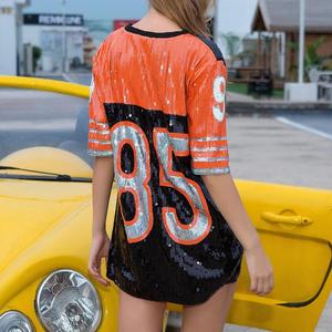 Vestido Camiseta de Lentejuelas Clásico de 85 Dígitos, Estilo Punk, Moderno, para Danza Callejera, de Longitud Media, Holgado, con Lentejuelas, Venta al por Mayor - Product Image 2