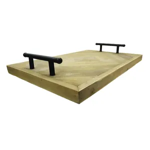 Plateau en métal haut de gamme pour la décoration de table d'hôtel, plateau de service en bois de luxe fait main, design zen tendance, multifonctionnel, Noël - Product Image 4