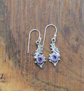 Pendientes de Gancho de Amatista Morada, Plata de Ley 925, Joyería de Piedras Preciosas Hecha a Mano, Regalo de Moda para Mujer - Product Image 3