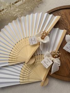 Abanico de Mano de Papel de Bambú Personalizado para Regalo de Boda, Abanico Plegable Personalizado Ecológico - Product Image 5