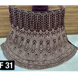 Fête en velours lourd Lehenga Choli Glitter Dori Multi Dhaga Broderie 2.5m Flair Double Can Net Dupatta Longueur au sol pour vrac - Product Image 3