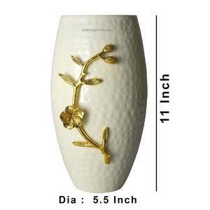 Recién llegado, florero de Metal martillado blanco, proveedor indio, hogar, boda, mesa, uso decorativo, maceta - Product Image 3