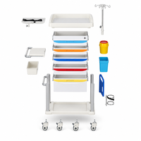 Chariot médical d'urgence en alliage d'aluminium à 5 tiroirs avec verrouillage, poteau porte-perfusion et boîte à objets tranchants pour hôpitaux, soins intensifs, urgences, salles d'hôpital, gymnases et ateliers