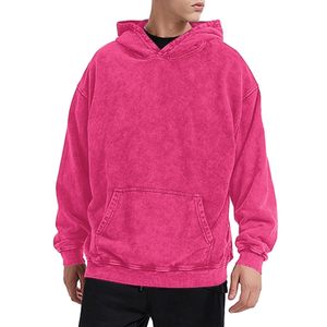 Jersey con capucha de gran tamaño de lana de algodón 100% mezclado básico lavado ácido con logotipo personalizado, ropa de calle de alta calidad, sudaderas con capucha de invierno - Product Image 4