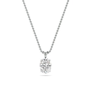 Elegante colgante solitario de diamante de corte ovalado de 0.40 ct, diamante cultivado en laboratorio en platino para fiesta de compromiso - Product Image 2