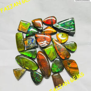 Pierres précieuses en ammolite 100% naturelles, cabochons de forme fantaisie, cristaux assortis, certifiées par un tiers, sans traitements, vente en gros - Product Image 2