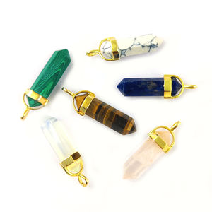 Opalite Gemstone Silver Pendant <b>Necklace</b> 30x8mm Gemstone Pencil <b>Double</b> Point <b>Gold</b> Vermeil 925 Sterling Silver Bezel <b>Necklace's</b> - Product Image 5