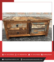 Meubles en bois recyclé de style antique en gros, armoire ouverte en bois à 1 porte et 2 tiroirs, écologique pour la maison et le bureau