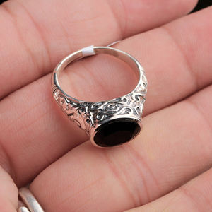 925 Sterling Silver IGI Certified <b>Black</b> <b>Onyx</b> Trendy Unisex Handmade Wedding Engagement Party Jewelry for Wholesale - Product Image 4
