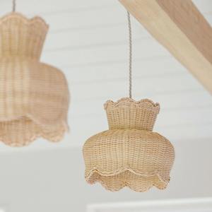 Sustainable Wicker <b>Rattan</b> Lampshade Wavy Edge Natural Color Handwoven <b>Pendant</b> <b>Light</b> Wholesale For Hotel Resort And Project Use - Product Image 2