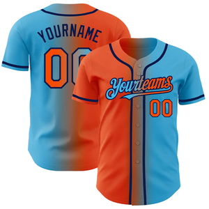 Custom Unisex Baseball Jersey Light Weight Breathable Polyester Short Sleeve Color Blocking Sublimated Print V-Neck Adult Size - Product Image 1