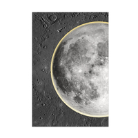 Étoile lune terre nordique décor à la maison mur Art imprime affiches ronde toile cadre diamant lune peinture avec lumière led