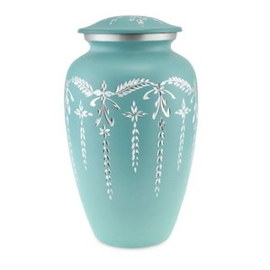 โกศบรรจุอัฐิอะลูมิเนียมสีน้ำเงิน พร้อมลายต้นไม้แห่งชีวิต - สำหรับบรรจุอัฐิมนุษย์ผู้ใหญ่ ใช้สำหรับงานศพและเป็นที่ระลึก - Product Image 2