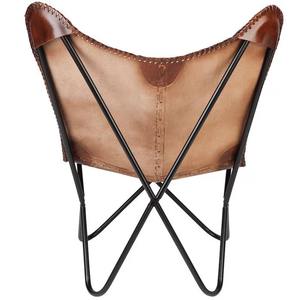 Silla de mariposa de cuero Retro de la mejor calidad 100% marrón oscuro con plegable con recubrimiento en polvo - Product Image 5
