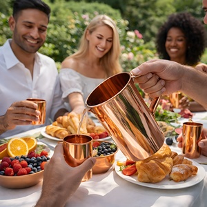 India Pure Copper Jug <b>Pitcher</b> 1 LTR Eco-Friendly Metal Handle Water Storage Durable Home Kitchen Use - Product Image 2
