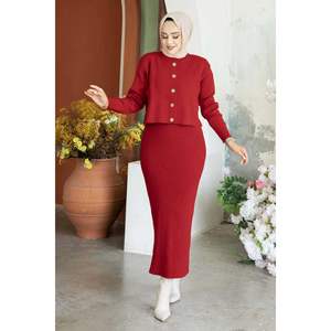 Conjunto De Vestido De Punto Corto Rojo - Product Image 2