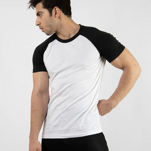 Camiseta Deportiva de Manga Corta para Hombre, Cuello Redondo, Manga Raglán en Contraste, Elástica, Transpirable, para Gimnasio y Entrenamiento - Product Image 4