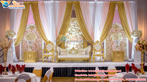 Escenario blanco de tema abierto de diseño exquisito, escenario de recepción de Boda del sur de India, escenario de estilo de Sri Lanka para boda - Product Image 3