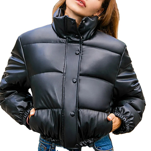 Unisex Crop Top Puffer <b>Jacket</b>-Customizable Coated Front Logo Spring Trend Design 2026 - Product Image 5
