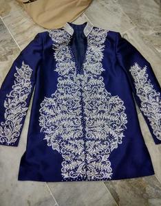Designer Mariage Marié Sherwani Bleu Marine Couleur Brodé À La Main Lourd Perlé Travail Top Tissu De Haute Qualité Peut Personnaliser N'importe Quel - Product Image 2