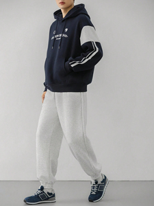 Ensemble de survêtement en molleton de coton imprimé avec logo personnalisé, sweat-shirt à capuche à manches longues pour homme, survêtement décontracté écologique - Product Image 3