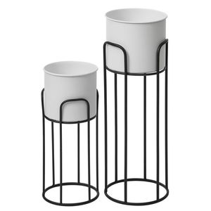 Black And <b>White</b> Decorative Metal Planter Antique Finished Perfect For Indoor Display Of Plants Flowers Decorative Arrangements - Product Image 1