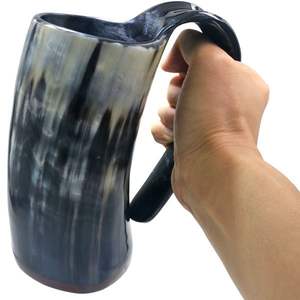 Jarra de cerveza con cuerno vikingo Premium hecha a mano para uso alimentario seguro para restaurante, categoría de producto superior para Navidad - Product Image 4