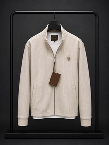 <b>Men's</b> <b>White</b> Cotton Puffer <b>Jacket</b> Stand Collar Zipper Closure Casual Knitted Solid Color Winter Wear Waterproof Nonwoven Front - Product Image 3