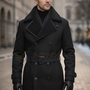 Modern Style Slim Fit Woolen Men Long Coat Lightweight <b>Polyester</b> <b>Fabric</b> Men Long Coat For Online Sale - Product Image 6