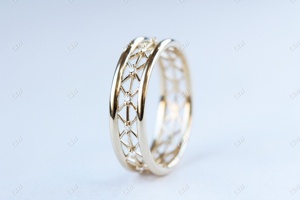 เครื่องประดับชั้นดี แหวนแต่งงานทองคำขาว 14k ประดับโมอิสซาไนต์ สำหรับผู้ชายและผู้หญิง สามารถสวมซ้อนกันได้ ความใส VVS น้ำหนักรวม 0.07 กะรัต - Product Image 3