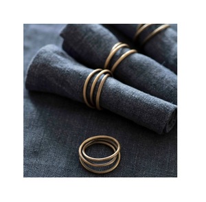 Accessoires de dîner de mariage faits à la main rond de serviette en métal doré pour décoration de table d'anniversaire porte-serviettes - Product Image 4