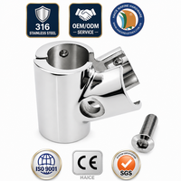 Charnière fendue en acier inoxydable 316 pour usage maritime, joint en T, 60 degrés, diamètre extérieur Accessoire de main courante pour yacht et bateau, tube de 22 mm (7/8 pouce)
