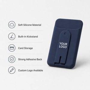 Portefeuille de téléphone en silicone avec logo personnalisé, support intégré, porte-cartes adhésif pour téléphone portable, portefeuille adhésif pour smartphones - Product Image 4