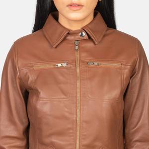 Premium Quality VIntage original Classic <b>Brown</b> PU <b>Leather</b> Casual <b>Jacket</b> <b>for</b> <b>Women</b> with Zipper closure easy to wear by Bearfit - Product Image 2