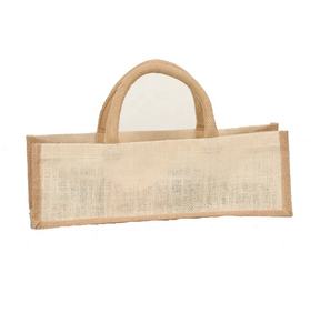 Sac fourre-tout en jute naturel pour bouteilles de vin avec impression personnalisée, écologique, grande taille, bandoulière, recyclable - Product Image 1