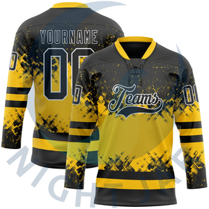 Conjuntos de Camisetas de Hockey sobre Hielo para Adultos al por Mayor, Cosidas, 100% Poliéster, Transpirables, de Secado Rápido, Anti-UV, con Nombre de Equipo Personalizado, Alta Calidad, OEM - Product Image 4
