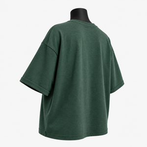เสื้อยืดสีเขียวทรงโอเวอร์ไซส์สำหรับผู้หญิง พิมพ์ลายใบไม้แบบนามธรรม สวมใส่สบายทรงหลวม ผ้าฝ้าย - Product Image 4