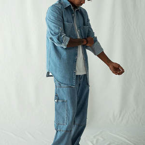 Camisa vaquera para hombre de diseño único de la mejor calidad, Camisa vaquera de manga corta de Color personalizada para hombre, Camisa vaquera de producto de moda superior - Product Image 3