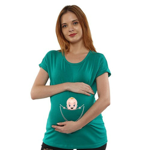 T-shirts de maternité d'été 100 % coton respirants avec logo personnalisé, boutons et appliqués, coupe ample, sans manches, design décontracté - Product Image 1