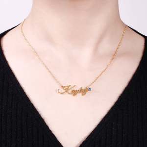 Jeulia Personalized Sterling Silver <b>Name</b> <b>Necklace</b> <b>with</b> <b>Birthstone</b>-Trendy Rhodium Plated Gift - Product Image 3