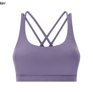 Stylish Strappy <b>Back</b> Seamless Sports Bra for Women High Elasticity Padded Gym Bra for Yoga Running Training Plus Size Front - Product Image 4