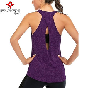 Femmes croix dos nu hauts d'entraînement femmes Racerback débardeurs dos ouvert course débardeurs Muscle réservoir Yoga chemises grande taille - Product Image 3