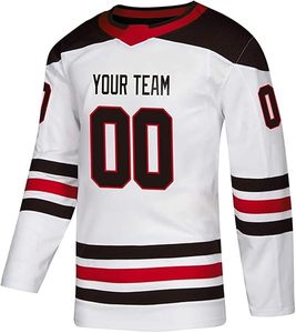 Camisetas de hockey personalizadas, rayas sublimadas con nombre de equipo y número, apliques bordados, ropa de hockey sobre hielo - Product Image 6