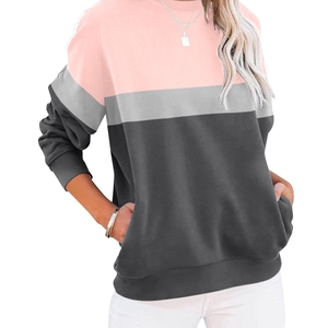 Sudadera de mujer a granel al por mayor, jersey de cuello redondo a rayas, forro polar de algodón, diseño deportivo elegante, aspecto de moda urbana para mujer - Product Image 4