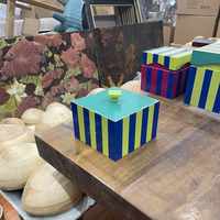 Neue Ankunft hand gefertigte MDF quadratische Geschenk box mit Deckel HNH Craft Lack gestreifte Form Box Custom Design und Logo aus Vietnam