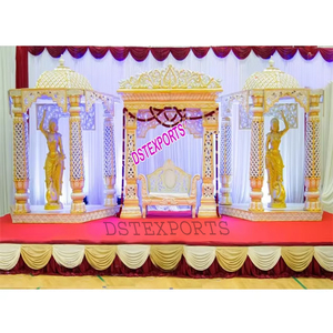 Boda de Rajasthani, escenario de aspecto real, boda tradicional, configuración de escenario dorado, boda hindú, escenario de Bollywood, EE. UU. - Product Image 1