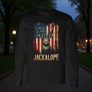 Maglietta a maniche lunghe con bandiera americana Jackalope Urban Wildlife, abbigliamento promozionale Urban Wildlife - Product Image 3