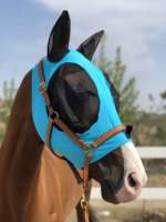 Masque anti-mouches pour chevaux respirant, personnalisable avec logo, de haute qualité, en maille souple, protection UV intégrale du visage, couvre-nez et oreilles, idéal pour les jambières par temps chaud