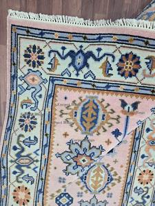 Alfombra Oushak rosa de 5x8, Alfombra de lana hecha a mano, alfombra de estilo turco, patrón geométrico Floral bohemio, decoración para sala de estar - Product Image 6