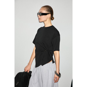 Blusa Regular de Algodón Orgánico para Mujer GRIMELANGE CORIAN con Cuello Redondo y Detalle de Cordón Ajustable - Product Image 3